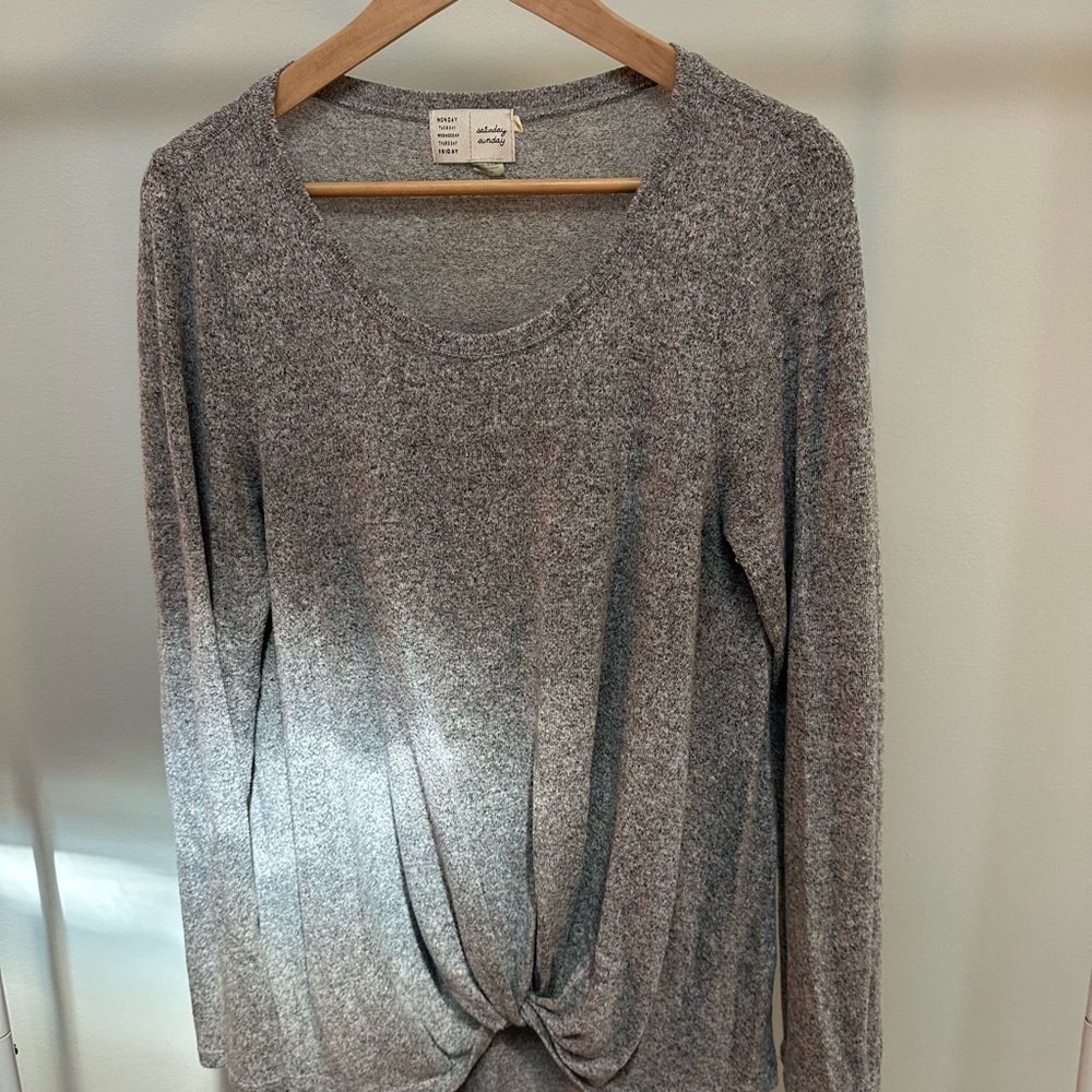 Saturday/Sunday for Anthropologie Gray Sweater - STITCHING DAMAGE